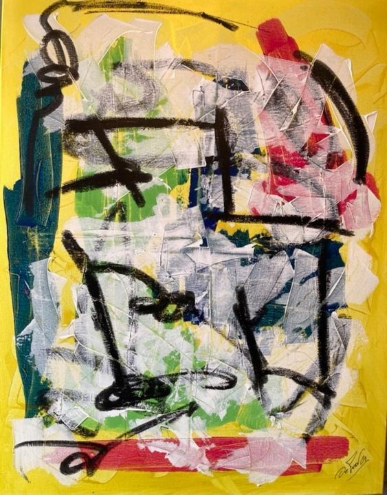 Schilderij getiteld "le bureau" door Olivier De Pooter, Origineel Kunstwerk, Acryl