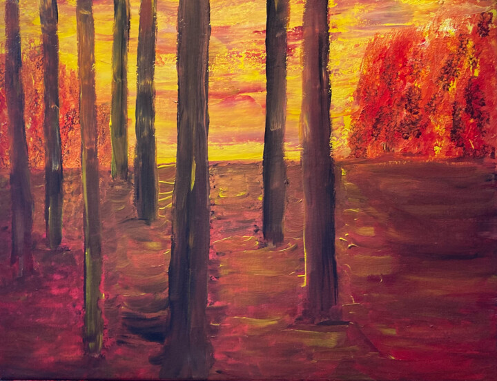 Painting titled "forêt 3" by Olivier De Pooter, Original Artwork, Acrylic