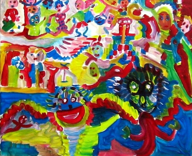 Pintura titulada "Ici, on s'éclate" por Olivier Dumont, Obra de arte original