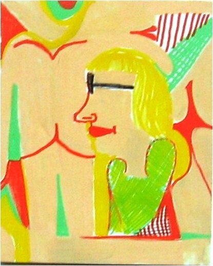 Peinture intitulée "Femme à lunettes" par Olivier Dumont, Œuvre d'art originale