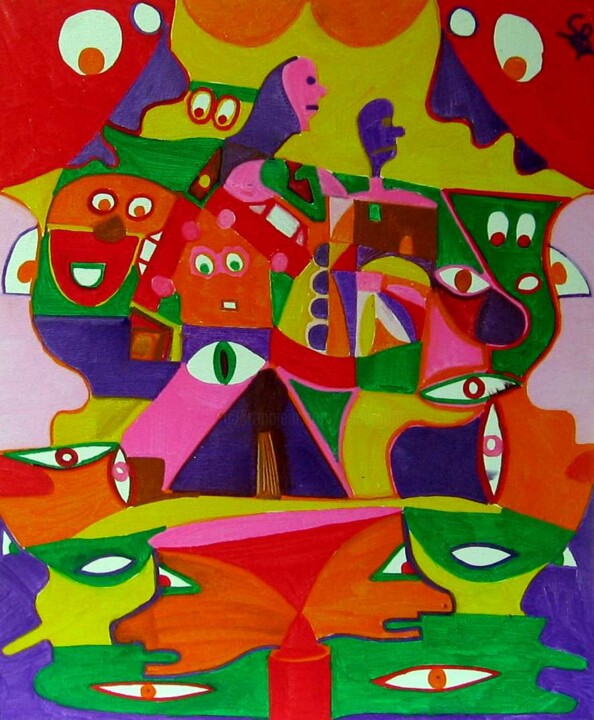 Painting titled "Ou-ça?.jpg (carton…" by Olivier Dumont, Original Artwork