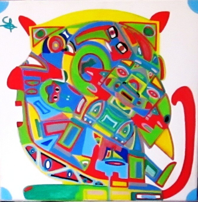 Peinture intitulée "Un-chat-comme-les-a…" par Olivier Dumont, Œuvre d'art originale, Acrylique