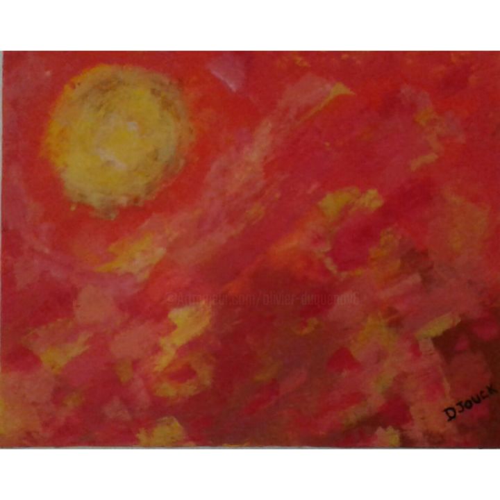 Painting titled "Fireball" by Djouck, Original Artwork, Acrylic