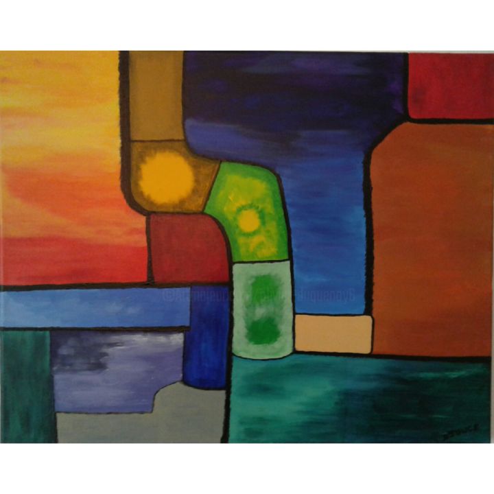 Painting titled "Le tunnel" by Djouck, Original Artwork, Acrylic