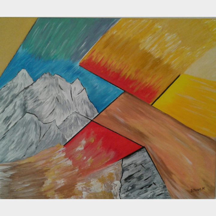 Painting titled "La montagne triste" by Djouck, Original Artwork, Acrylic