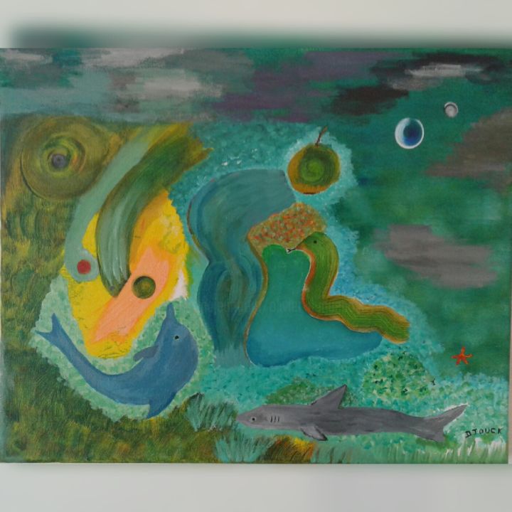 Peinture intitulée "Au commencement du…" par Djouck, Œuvre d'art originale, Acrylique