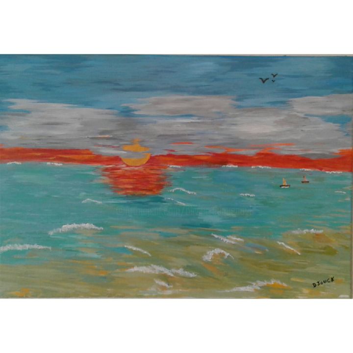 Painting titled "la mer du Nord" by Djouck, Original Artwork, Acrylic