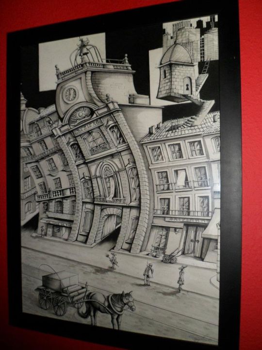 Drawing titled "MAIRIE DE BEZIERS" by Olivier Feron, Original Artwork, Ink