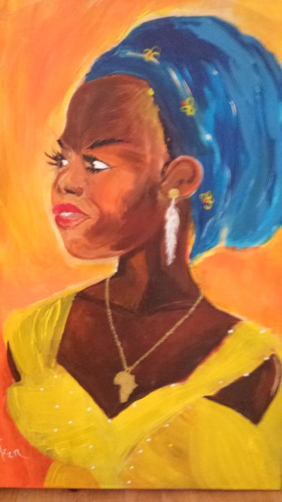 Painting titled "L africaine" by Olivier Fruitier, Original Artwork, Acrylic