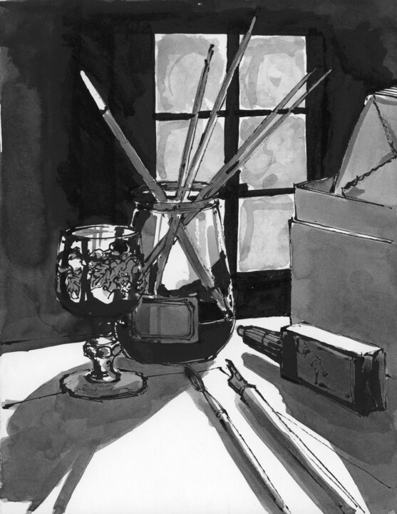 Dibujo titulada "encre d'encre" por Olivier Junod, Obra de arte original, Tinta