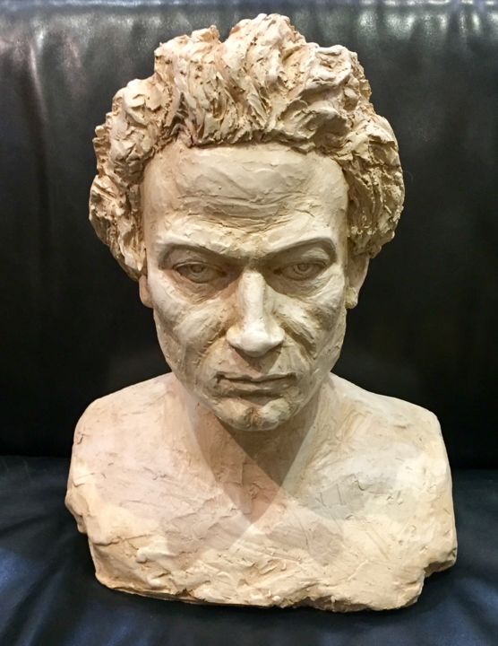 Sculpture intitulée "Beethoven" par Olivier Lambert, Œuvre d'art originale, Argile