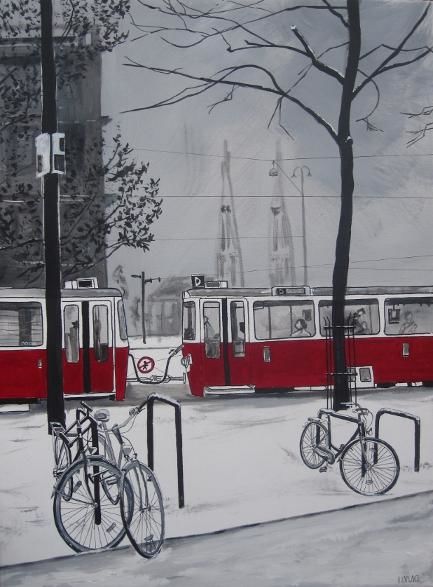 Malerei mit dem Titel "tram" von Olivier Laplace, Original-Kunstwerk