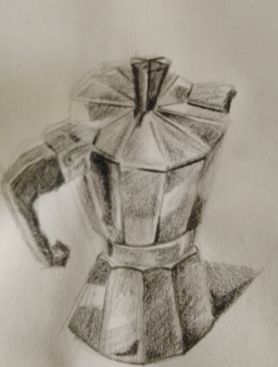 Drawing titled "cafetière italienne" by Olivier Leclercq (oyans), Original Artwork, Charcoal