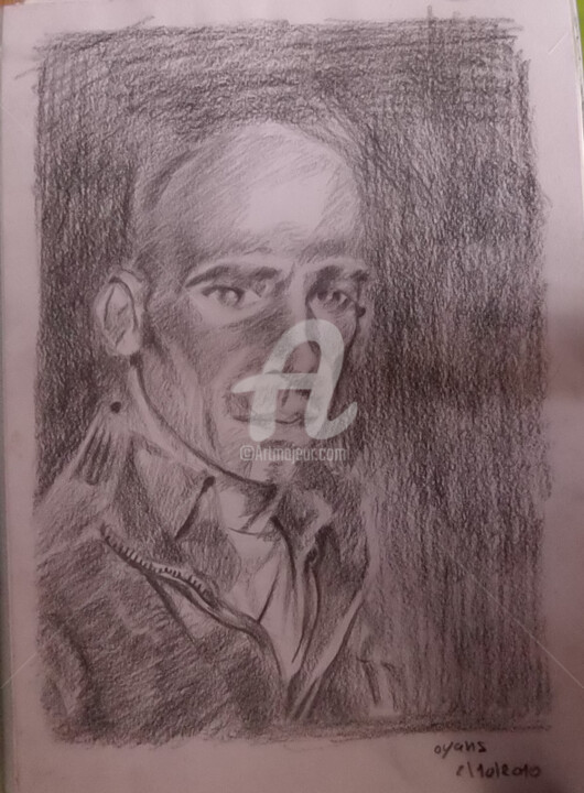 Drawing titled "autoportrait" by Olivier Leclercq (Oyans), Original Artwork, Pencil