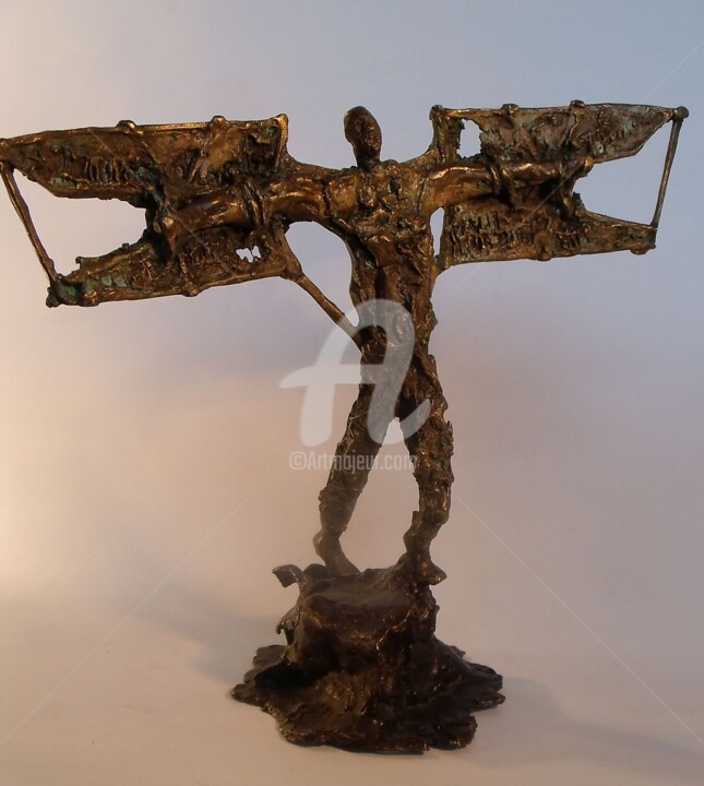 Sculpture titled "icare" by Olivier Lecourtois, Original Artwork, Metals