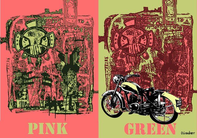 Pintura intitulada "pink green" por Olivier Loubet, Obras de arte originais