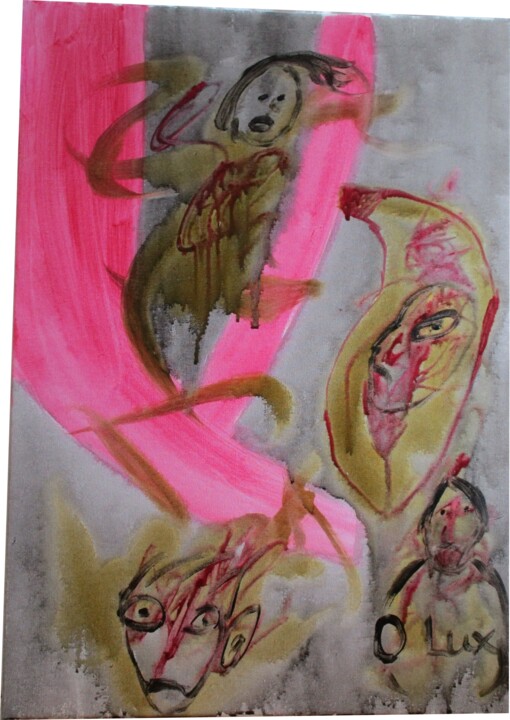 Pittura intitolato "Difficultés" da Olivier Lux, Opera d'arte originale, Acquarello