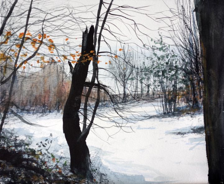 Peinture intitulée "arbre mort.jpg" par Olivier Manoury, Œuvre d'art originale