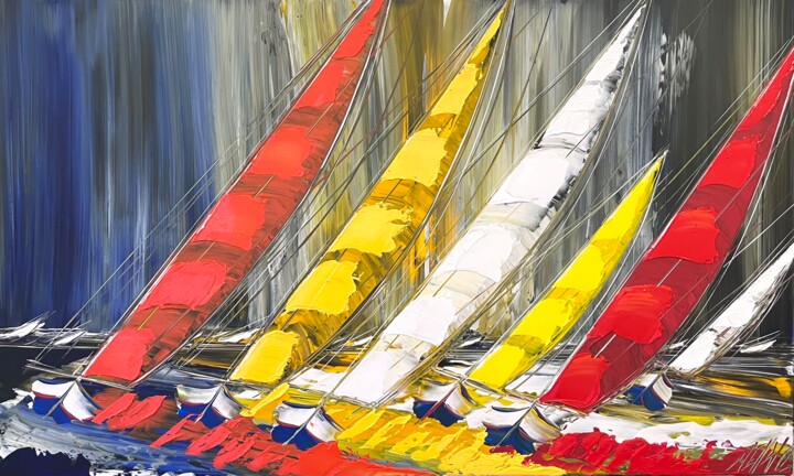 Pittura intitolato "Couleurs de voile……" da Olivier Messas, Opera d'arte originale, Acrilico Montato su Telaio per barella i…