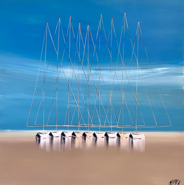 Pintura titulada "À marée basse… (ESP…" por Olivier Messas, Obra de arte original, Acrílico Montado en Bastidor de camilla d…