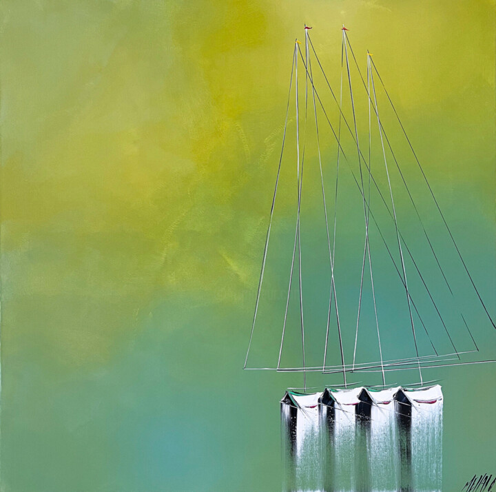 Pintura titulada "Espoir à l’horizon……" por Olivier Messas, Obra de arte original, Acrílico Montado en Bastidor de camilla d…