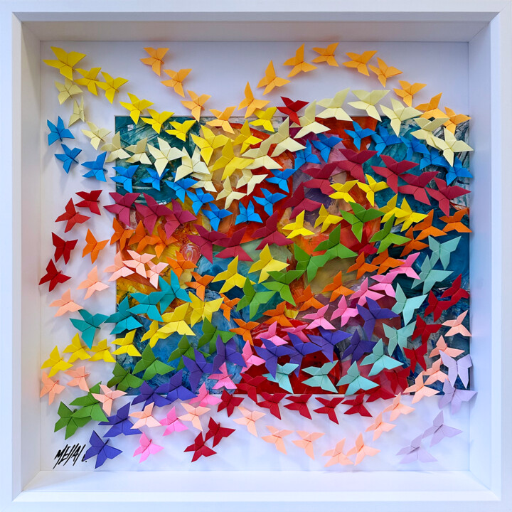Collages titulada "L'échappée belle...…" por Olivier Messas, Obra de arte original, Collages Montado en Cartulina