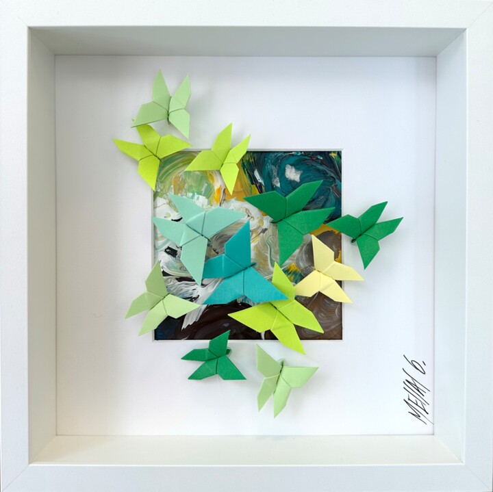 Collages titulada "L’envolée bucolique…" por Olivier Messas, Obra de arte original, Collages Montado en Cartulina