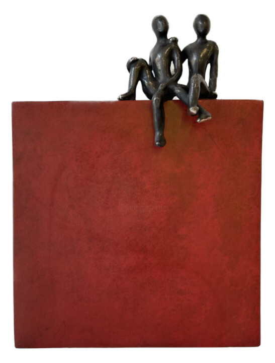 Sculpture titled "Juste à deux… (TERR…" by Olivier Messas, Original Artwork, Bronze Mounted on Metal