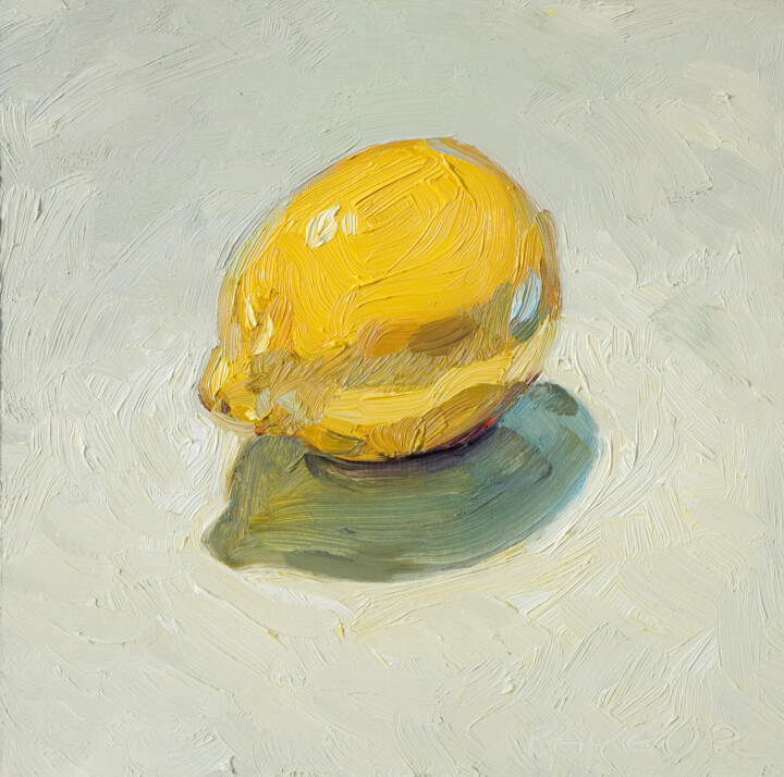 Painting titled "rough lemon on white" by Olivier Payeur, Original Artwork, Oil