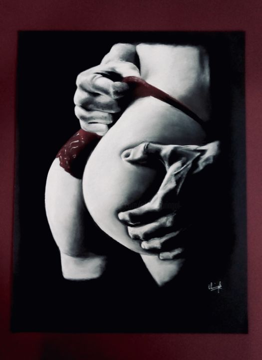 Dessin intitulée "Light and Sexy" par Olivier Pringal, Œuvre d'art originale, Craie