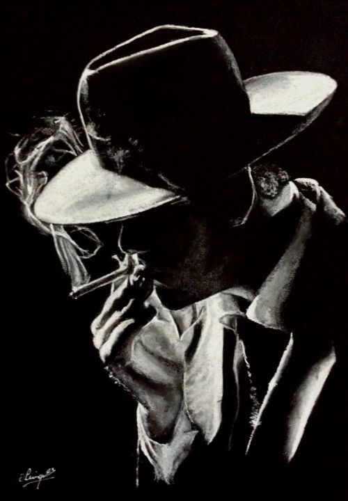 Drawing titled "Hat, Light and thou…" by Olivier Pringal, Original Artwork, Pastel