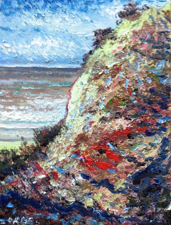 Peinture intitulée "Côte à Bournemouth" par Olivier Rilliet, Œuvre d'art originale