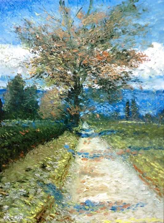 Painting titled "Arrière-saison" by Olivier Rilliet, Original Art, Oil