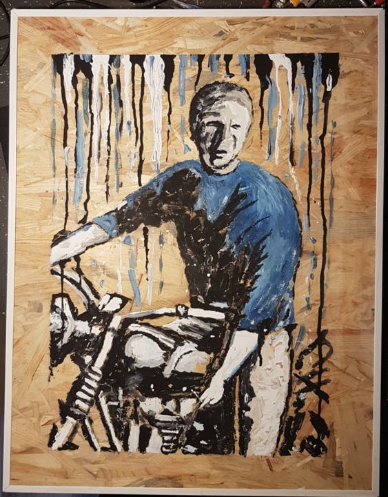 Peinture intitulée "steve" par Olivier Vandecastele, Œuvre d'art originale, Huile