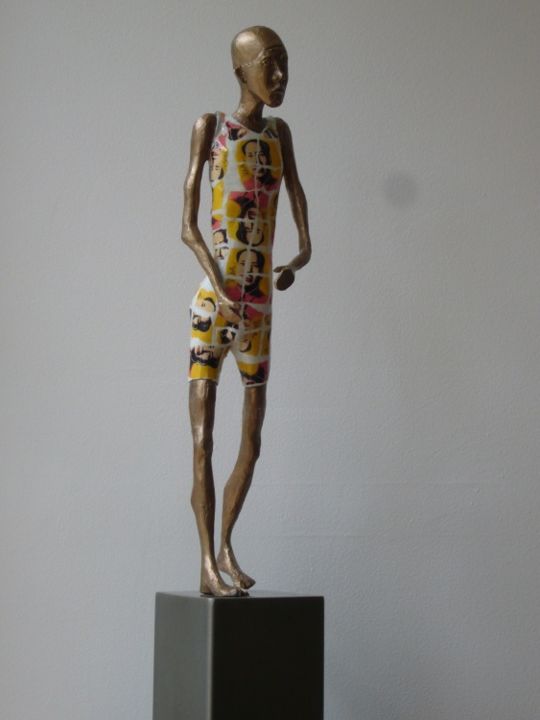 Sculpture titled "OsCar "Warhol",bron…" by Olivier Chalmin, Original Artwork, Metals