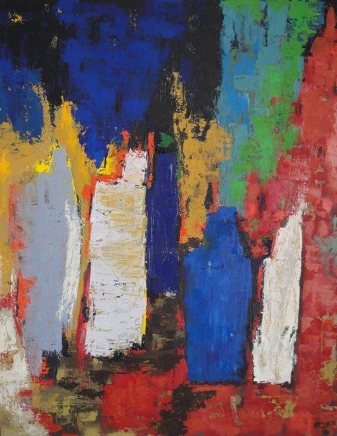 Painting titled "Hommage à de Stael…" by Olivier Caruso, Original Artwork, Oil