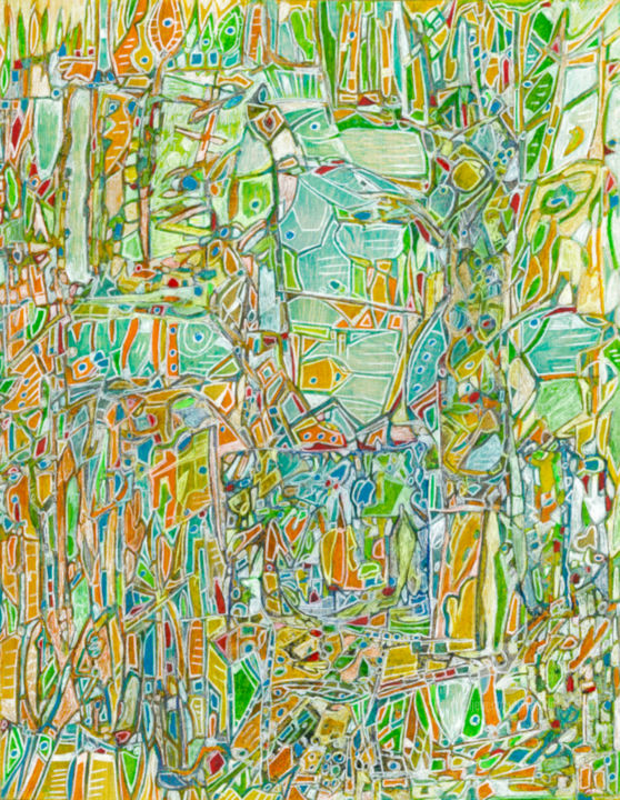 Pintura titulada "Explosion des Formes" por Olivier Dayot, Obra de arte original, Gouache