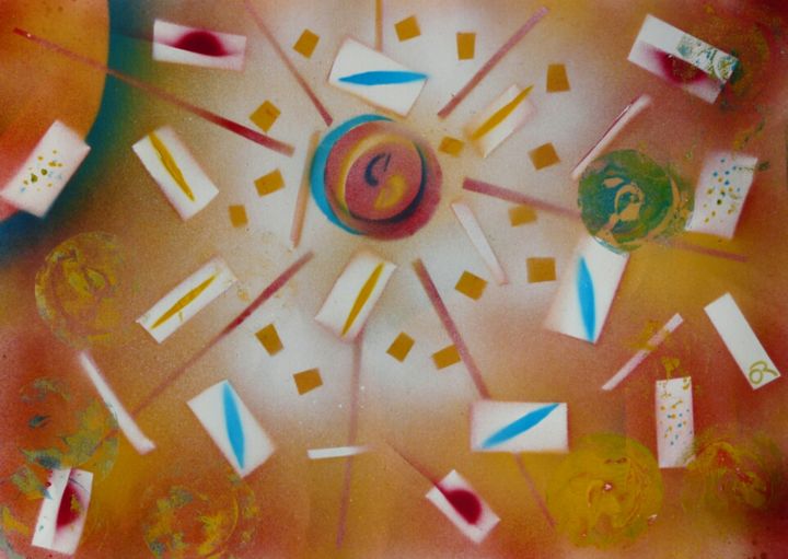 Картина под названием "Rêves de vitrail 3" - Olivier Rémond, Подлинное произведение искусства, Рисунок распылителем краски