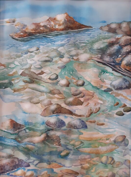 Peinture intitulée "Ruissellement" par Olivier Follin, Œuvre d'art originale, Aquarelle
