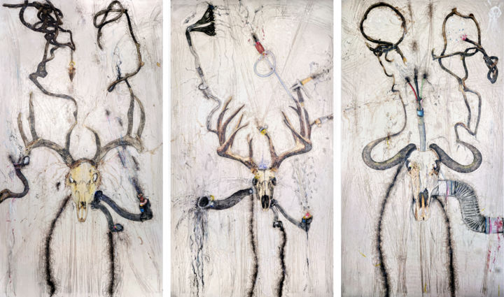 Schilderij getiteld "3 actionnaires  (3…" door Olivier Gilet, Origineel Kunstwerk, Acryl