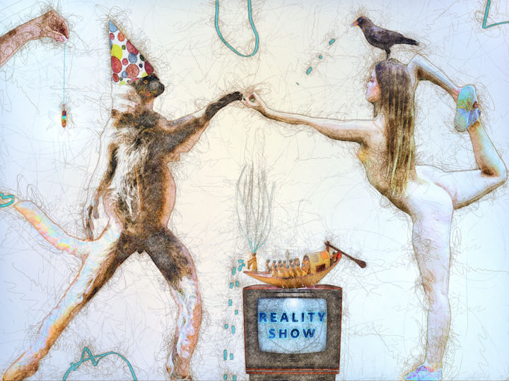 Arts numériques intitulée "Reality show (ex 1/…" par Olivier Gilet, Œuvre d'art originale, Peinture numérique