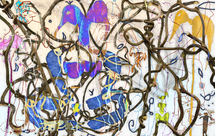 Digital Arts με τίτλο "La forêt anbigüe" από Olivier Gilet, Αυθεντικά έργα τέχνης, Ψηφιακή ζωγραφική