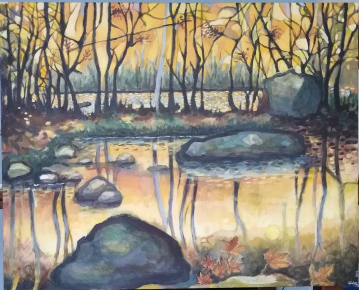 Painting titled "Automne" by Olivier Le Gac, Original Artwork, Acrylic