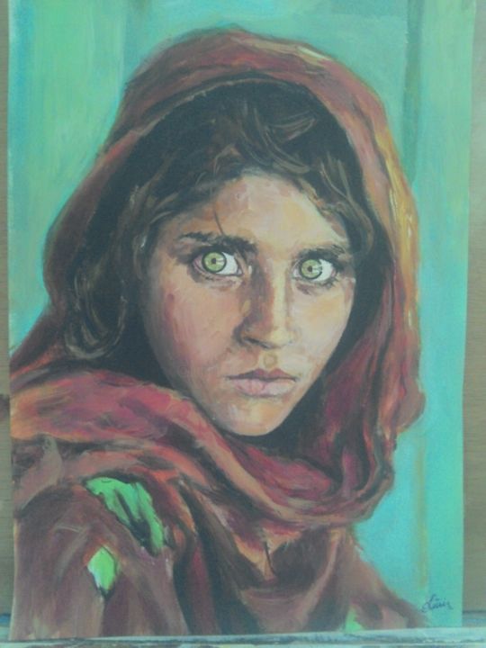 Peinture intitulée "jeune Afghane" par Olivier Le Gac, Œuvre d'art originale, Acrylique