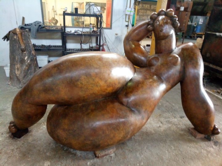 Skulptur mit dem Titel "la dordogne  2.75 m" von Olivier Martin, Original-Kunstwerk, Metalle