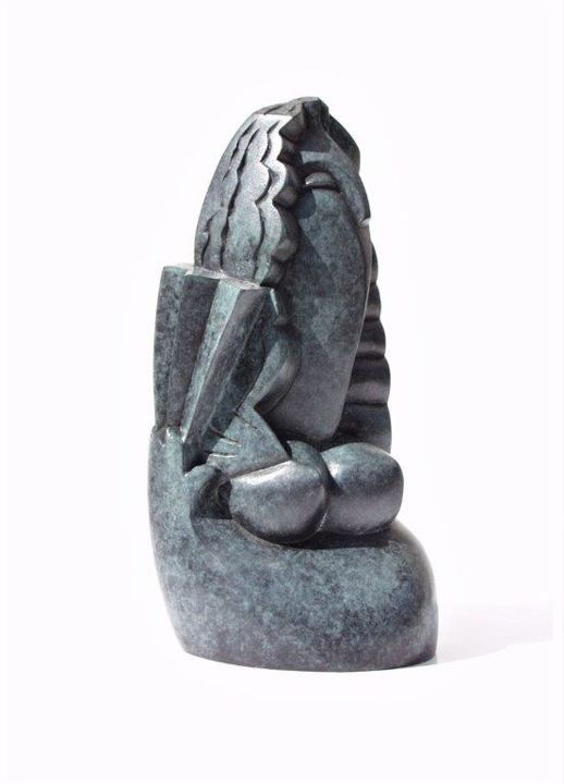 Sculpture intitulée "Femme à l'éventail" par Olivier Martin, Œuvre d'art originale, Bronze