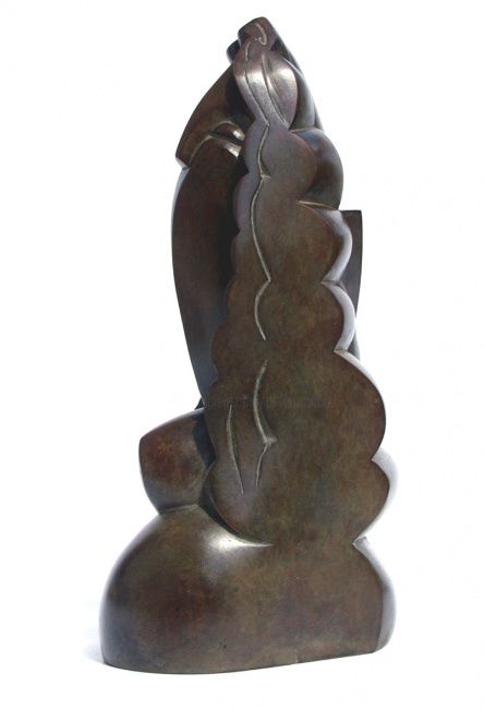 Sculpture titled "Femme a l'éventail 2" by Olivier Martin, Original Artwork, Metals