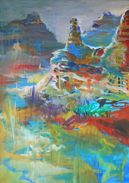 Painting titled "Roche crystalline" by Olivier Montes, Original Artwork, Oil