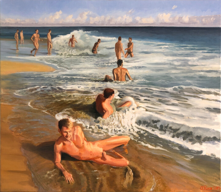 Malerei mit dem Titel ""SideWave"" von Olivier Rose, Original-Kunstwerk, Öl