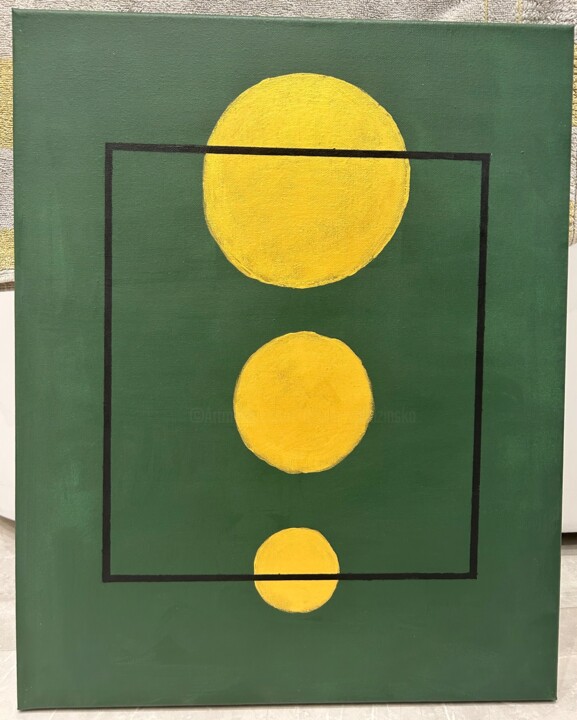 Malerei mit dem Titel "Zielony klasyk" von Oliwia Spadzińska, Original-Kunstwerk, Acryl